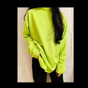 Neon Lime Green Mock Neck Long-sleeve top